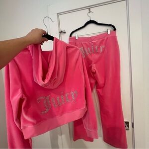 Juicy Couture Hot Pink Tracksuit Sweatpants and Hoodie Zip